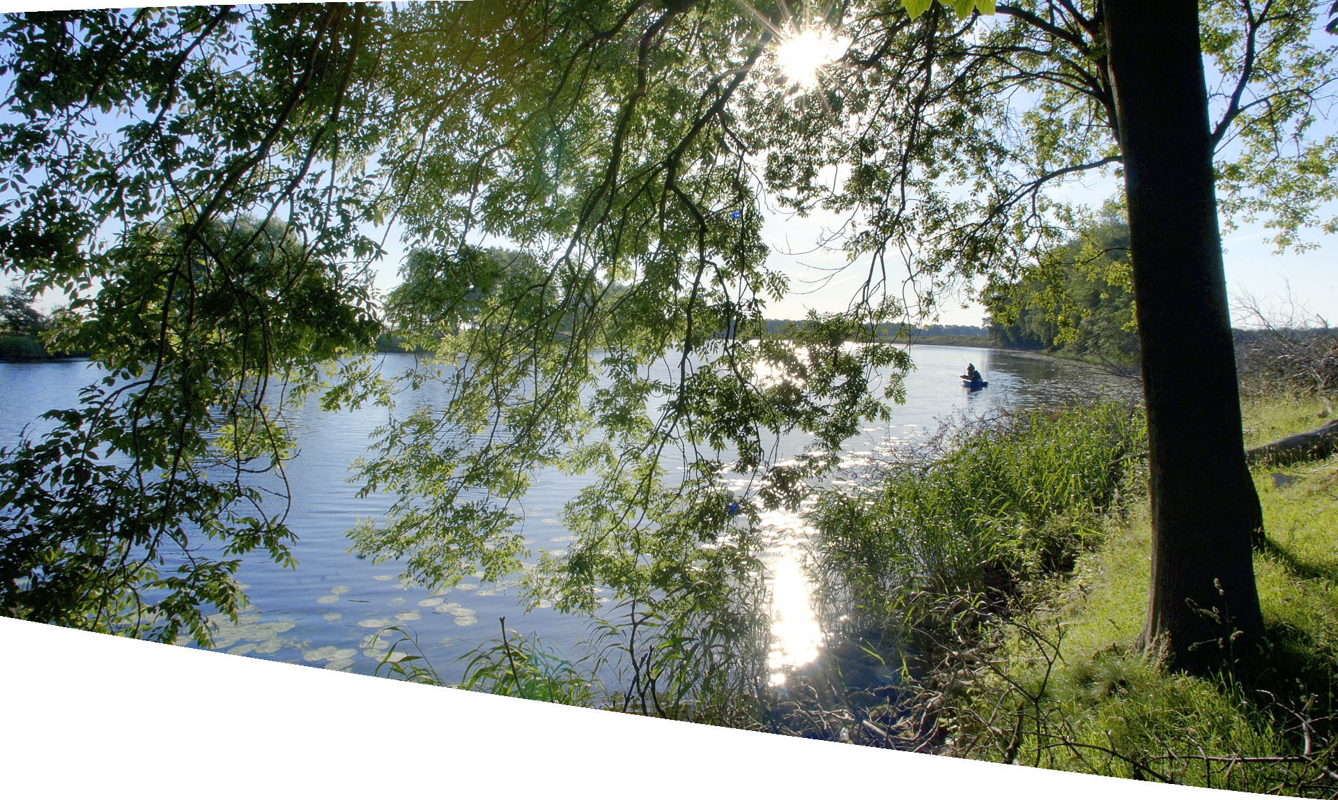 Eider ©Dithmarschen Tourismus Schlüter Angler auf der Eider, im Vordergrund ein Baum